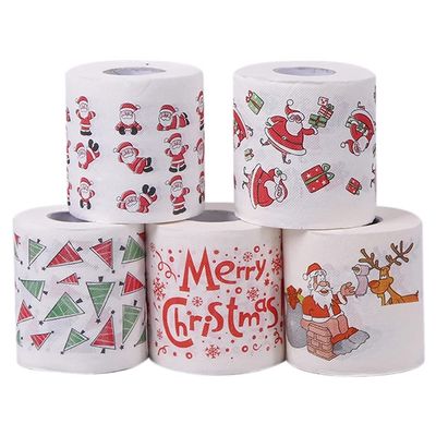 5 Styles of Paper Paper Towels Christmas Santa Office Toilet Paper 5 Rolls