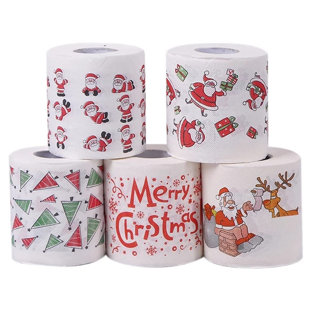 5 Styles of Paper Paper Towels Christmas Santa Office Toilet Paper 5 Rolls