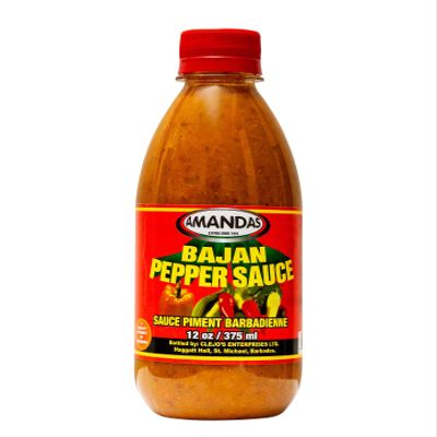 Amandas Barbadian Hot Pepper Sauce - Authentic Caribbean Flavor - Made in Barbados (375 ml)