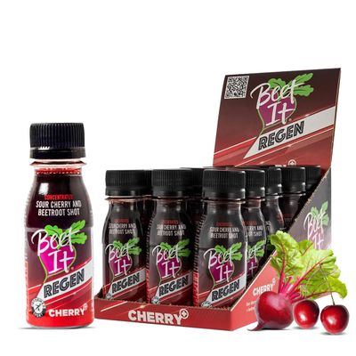 Beet It Regen Cherry+ Energy Shots 70ml  Beet Juice & Tart Cherry Juice Concentrate to Boost Muscle Recovery & Athletic Endurance  200mg Dietary Nitrates  Pack of 15