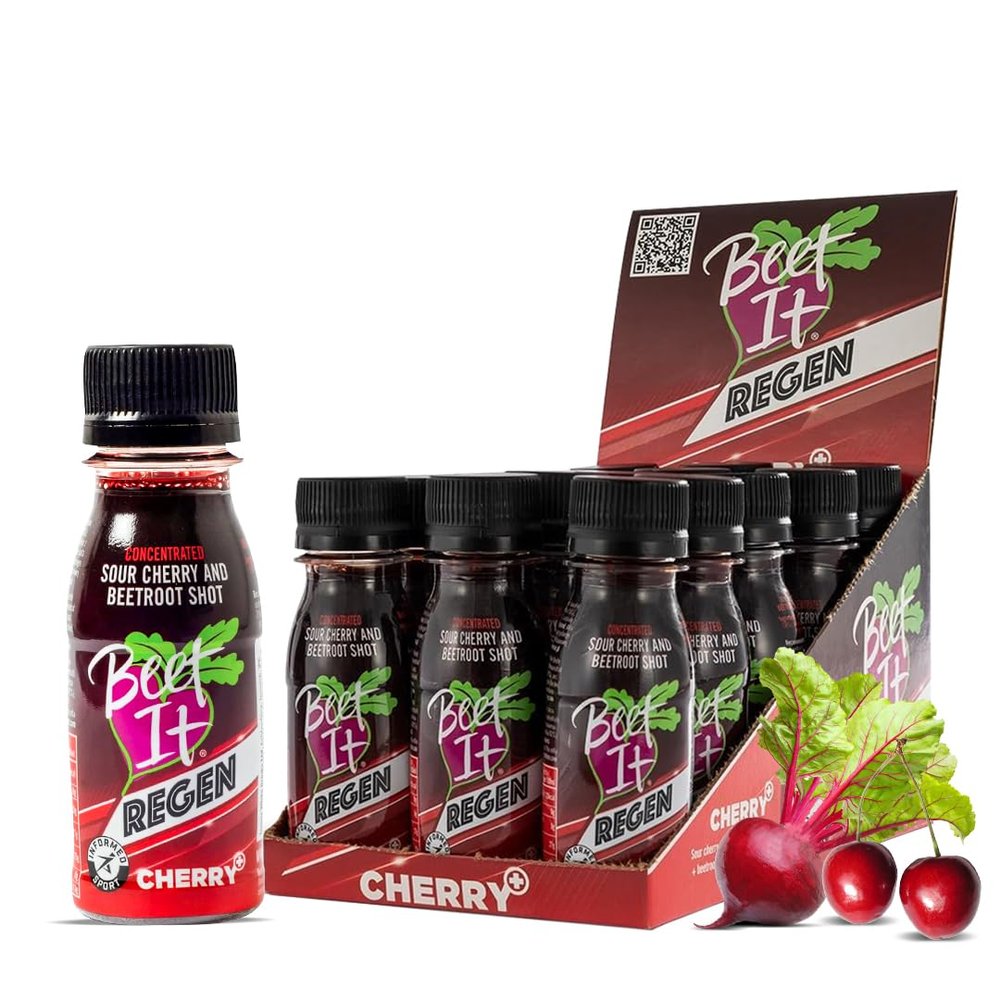 Beet It Regen Cherry+ Energy Shots 70ml  Beet Juice & Tart Cherry Juice Concentrate to Boost Muscle Recovery & Athletic Endurance  200mg Dietary Nitrates  Pack of 15