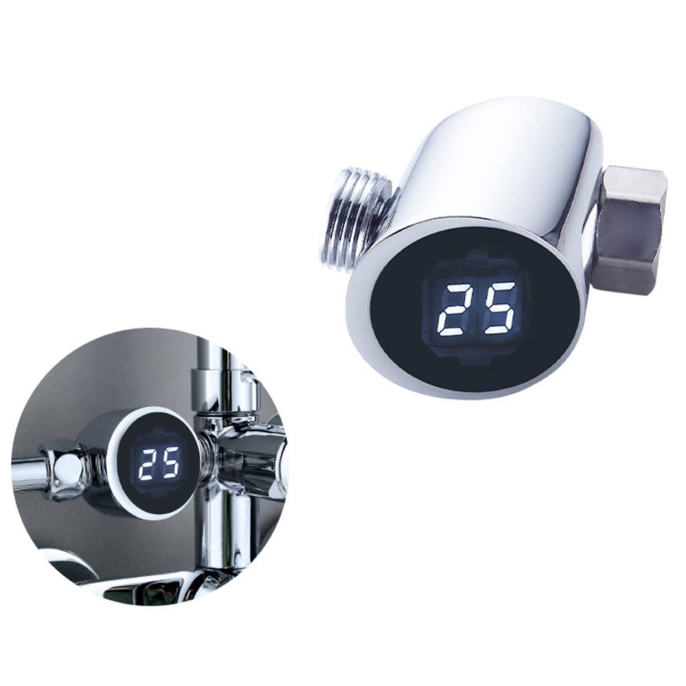 BINOXY Baby Bath Water Thermometer,5~85 Shower Thermometer,LED Digital Shower Temperature Display For Home Bathroom Kitchen (Color : Silver, Size : 45 * 60 * 45mm)