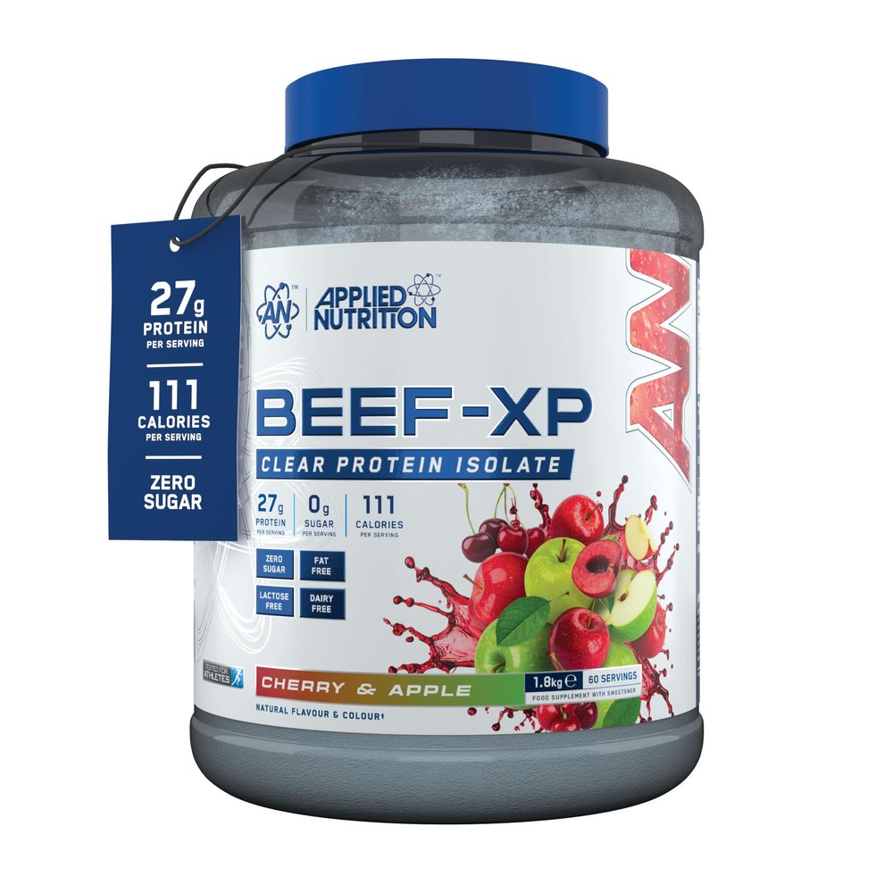 Applied Nutrition Clear Hydrolysed Beef Protein Isolate Powder, Fruit Juice Style, Dairy Free, Lactose Free, Zero Sugar, Low Fat, 1.8kg - 60 Servings (Cherry & Apple)