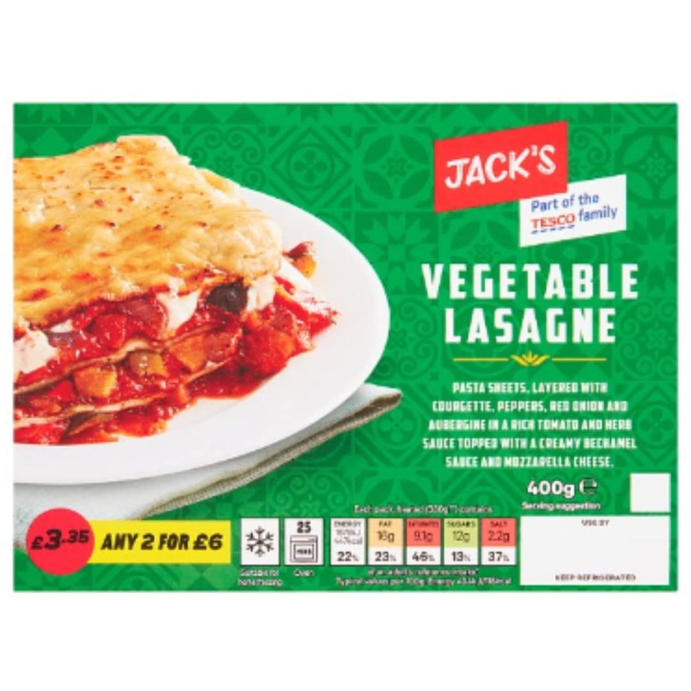 Jack's Vegetable Lasagne 400g x 6