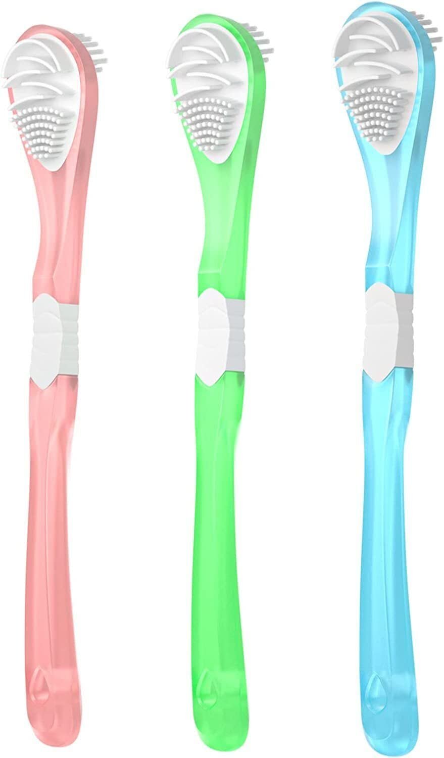 EliteKoopers Double-Sided Soft Adult Tongue Scraper and Tongue Cleaning Brush (Random Colour Set of 3)