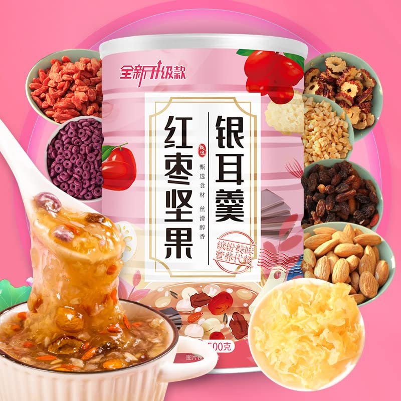 Chia Seed Nuts Lotus Root Powder 500g/can Healthy nutritious breakfast,convenient instant meal cereal Full Chinese delicious Snacks (Red date nut tremella soup,1can)