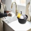 28 CM High Grade Plastic Washing Up Bowl Round 5 Litre Kitchen Basin Sink Tidy Organizer, Multipurpose Basin Bowl Mixing Bowl Great for Home and Kitchen (Midnight Black/Dark Grey) view 3