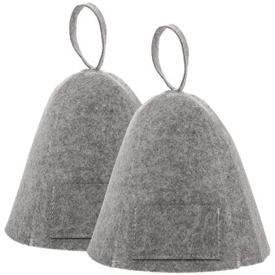 FOMIYES 2pcs Felt Sauna Hat for Women Breathable Absorbent Bath Caps for Hair Grey Simple Design for and Steam Use