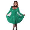 Autumn Long Sleeve Latex A-line Dress Women Dancing Party Costume Sexy Scoop Neck Low Cut Dress Vintage Skater,Peacock Green,6XL view 1