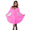 Autumn Long Sleeve Latex A-line Dress Women Dancing Party Costume Sexy Scoop Neck Low Cut Dress Vintage Skater,Pink,6XL view 1