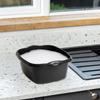 39 CM High Grade Plastic Rectangular Washing Up Bowl, Basin Sink Tidy Organizer, Multipurpose Basin Bowl Large Mixing Bowl Great for Home and Kitchen (Midnight Black/Dark Grey) view 3