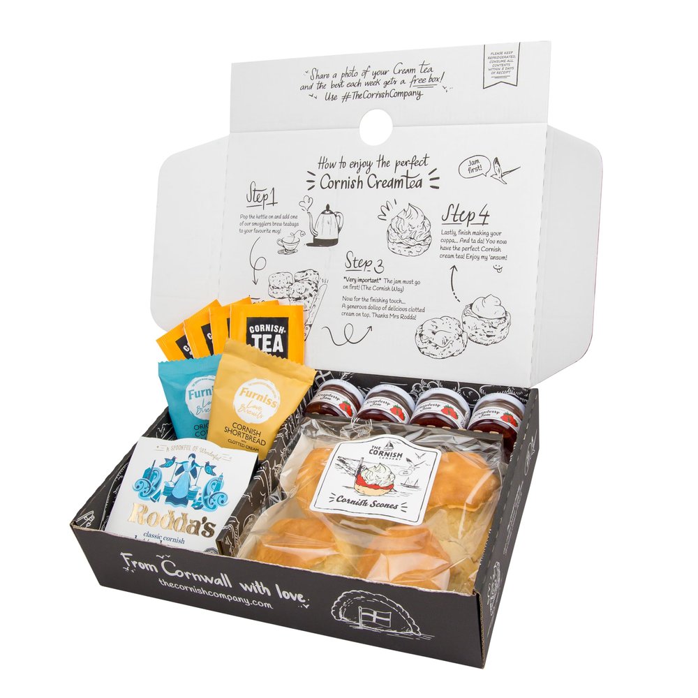 The Cornish Company Afternoon Tea Hamper  Deluxe Tea Set Hamper Gifts for Women Includes Fresh Scones, Biscuits  Birthdays, Anniversaries & Special Occasions