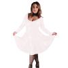 Autumn Long Sleeve Latex A-line Dress Women Dancing Party Costume Sexy Scoop Neck Low Cut Dress Vintage Skater,White,7XL view 1