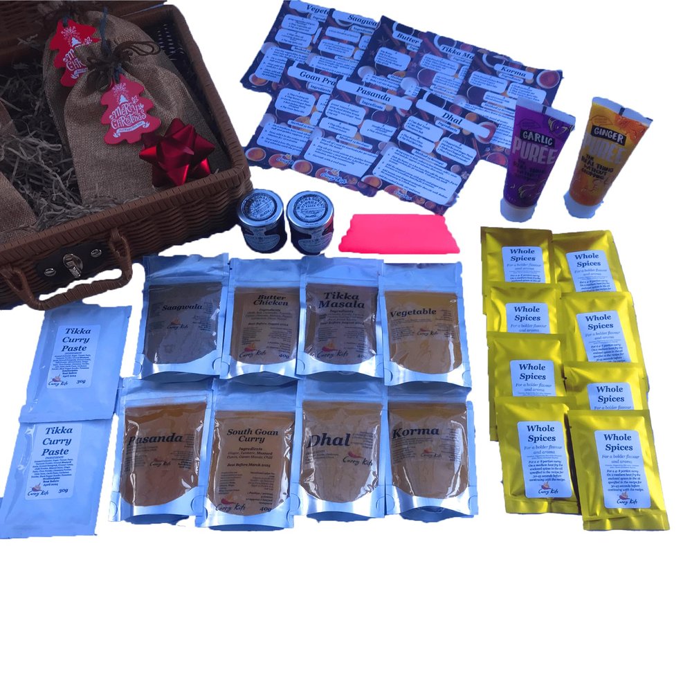 Curry Gift Set Hamper, Indian - 8 Curry Kits, Curry Gift Set, Spice Mixes (Mild)