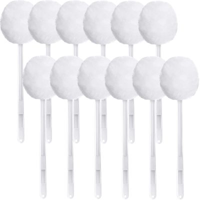 12 Pack Toilet Bowl Brush White Soft Swab Toilet Bowl Cleaners Disposable Toilet Brush Long Plastic Handled Toilet Bowl Mop with Silk Cotton Brush for Bathroom Toilet Bowl, 11 x 4.3 Inch