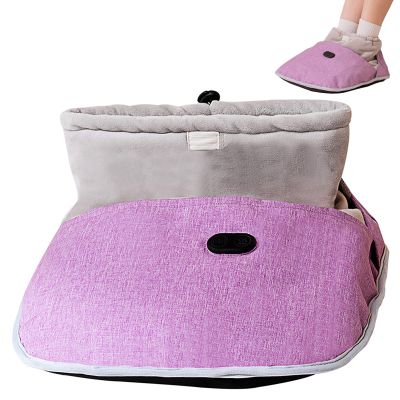 USB Electric Heated Foot Warmer, Soft Breathable Heating Slippers Cushion, 3 Heating Setting, Massage Function (Purple)