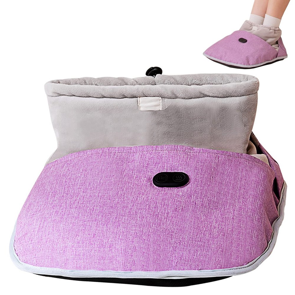 USB Electric Heated Foot Warmer, Soft Breathable Heating Slippers Cushion, 3 Heating Setting, Massage Function (Purple)