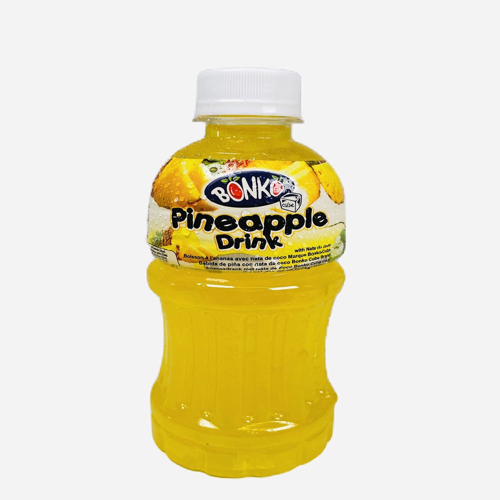 Bonko Just Drink Pineapple Drink with NATA de Coco 320ml (6 Bottles)