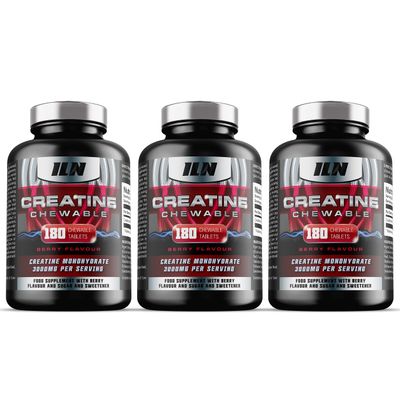 Iron Labs Nutrition, Chewable Creatine Tablets (Berry Flavour) - 3000mg Chewable Creatine Monohydrate Tablets - Creatine Chews - 540 Tablets (3 x 180)