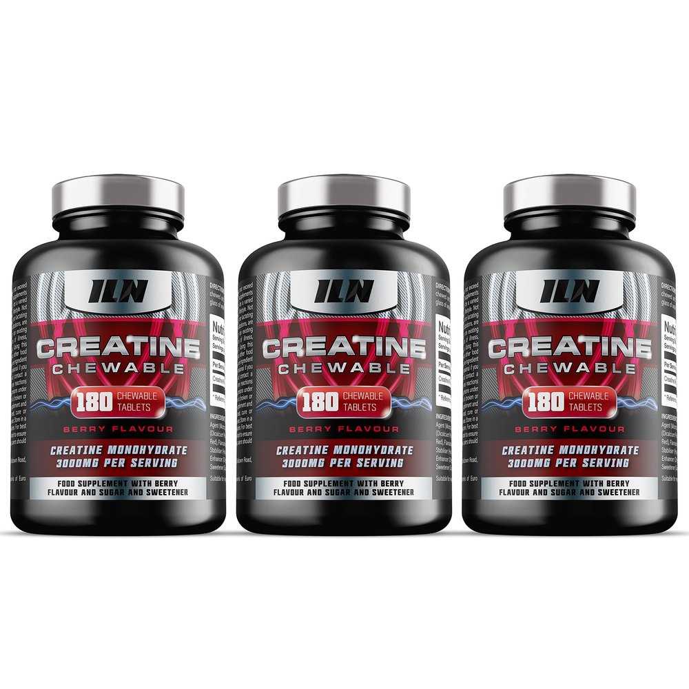 Iron Labs Nutrition, Chewable Creatine Tablets (Berry Flavour) - 3000mg Chewable Creatine Monohydrate Tablets - Creatine Chews - 540 Tablets (3 x 180)