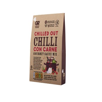 Gordon Rhodes' richly Spiced Chilled Out Chilli con Carne Gourmet Recipe Sauce Mix with Crushed Chilli Seeds. Easy to Prepare - Gluten-Free & Suitable for Vegetarian (1 x75gm)
