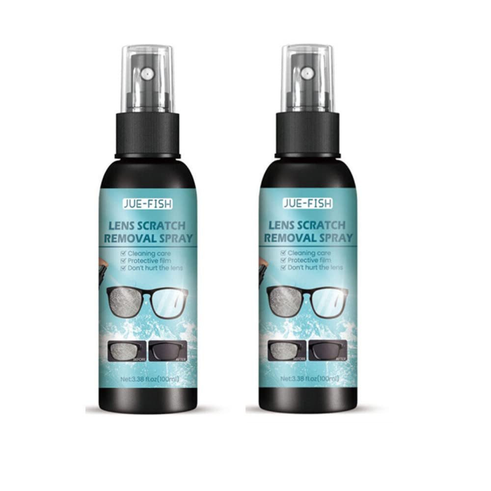 2022 New Lens Scratch Removal Spray Eyeglass Windshield Glass Repair Liquid,High Concentration Glasses Cleaner Spray for Sunglasses Screen Cleaner Tools (2pcs*100ml)