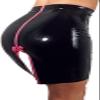 Latex Skirts with Bow Slits at The Back. Short Without Zips. Rubber Bottoms,Purple with Pink.,XXL view 1