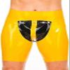Yellow and Black Sexy Latex Boxer Shorts Open Back Rubber Underwear,Rose Red with Black,S view 1