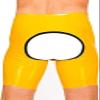 Yellow and Black Sexy Latex Boxer Shorts Open Back Rubber Underwear,Rose Red with Black,S view 2