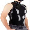 Black Latex Vest Top Shirt Stand-Up Collar Sleeveless Costume Male Tops,Yellow,3XL view 1