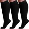 Cheeroyal 3 Pack Plus Size Compression Socks for Women and Men, 20-30mmhg Extra Large Wide Calf Knee High Stockings for Circulation Support (7XL, black) view 1