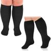Cheeroyal 3 Pack Plus Size Compression Socks for Women and Men, 20-30mmhg Extra Large Wide Calf Knee High Stockings for Circulation Support (7XL, black) view 3