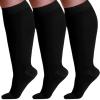 Cheeroyal 3 Pack Plus Size Compression Socks for Women and Men, 20-30mmhg Extra Large Wide Calf Knee High Stockings for Circulation Support (5XL, black) view 1