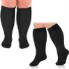 Cheeroyal 3 Pack Plus Size Compression Socks for Women and Men, 20-30mmhg Extra Large Wide Calf Knee High Stockings for Circulation Support (5XL, black) view 2