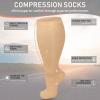 Cheeroyal 3 Pack Plus Size Compression Socks for Women and Men, 20-30mmhg Extra Large Wide Calf Knee High Stockings for Circulation Support (5XL, skin) view 2
