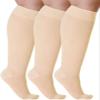 Cheeroyal 3 Pack Plus Size Compression Socks for Women and Men, 20-30mmhg Extra Large Wide Calf Knee High Stockings for Circulation Support (7XL, skin) view 1