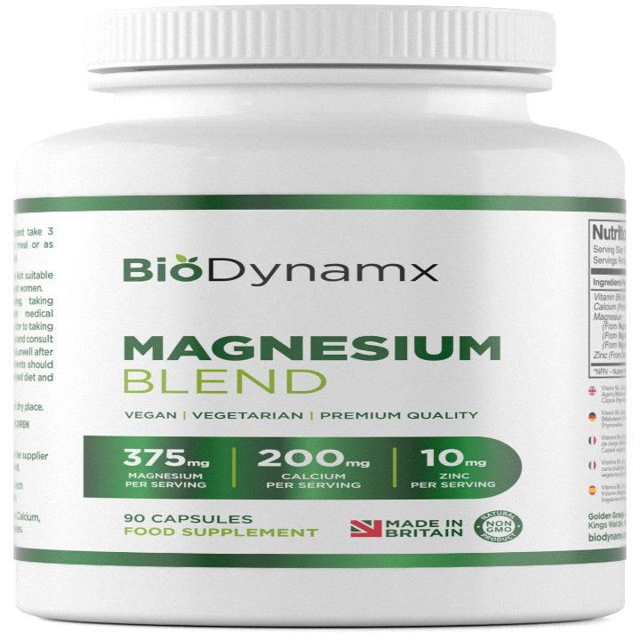 BioDynamx Magnesium 3in1 Complex 375mg  Glycinate, Malate & Citrate  90 High Strength Vegan Capsules (30Day Supply) | Energy, Recovery & Sleep Support | UK Made, GMP Certified & Allergen Free