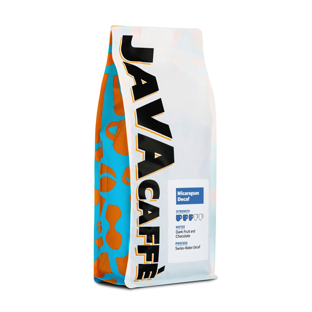 Java Caffe Nicaragua DECAF Coffee Beans 1kg Bag, 100% Arabica Full Medium Roast Coffee, Hand Roasted, Resealable Bag