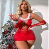 Bommi Fairy Women Lingerie Fishnet Set Chemise + Sleeve Babydolls Mini Dress Mesh Sleepwear Free Size UK 4-20 (Christmas Red) view 2
