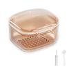NOBONU Retainer Case, Large Denture Case with Lid, Upgrade 3 Layer Design Denture Baths & Mouth Guard Container, Personal Orthodontic Supplies for Storage/Washing/Soaking,Orange view 1