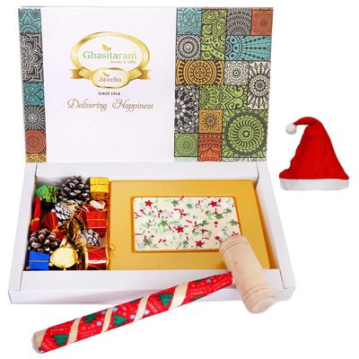 Ghasitaram Gifts Jaiccha Christmas Gifts Christmas Colourful Chocolate Bark with Dcor