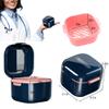 NOBONU Denture Case Kit with Strainer, Large Retainer Cleaner Case with Lid Hinge, Storage Soak Container, Orthodontic Dental Retainer Box for Household Office Travel,Blue view 4