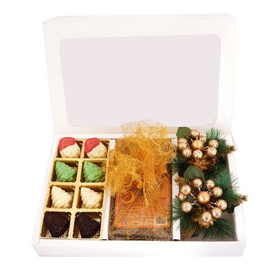 Ghasitaram Gifts Jaiccha Christmas Gifts White Christmas Hamper Box Big with chocolates, plum cake and 2 Wreaths