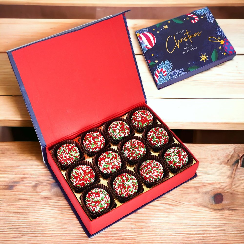 Ghasitaram Gifts Jaiccha Christmas Gifts Merry Christmas Decorated Box With Hazelnut Balls