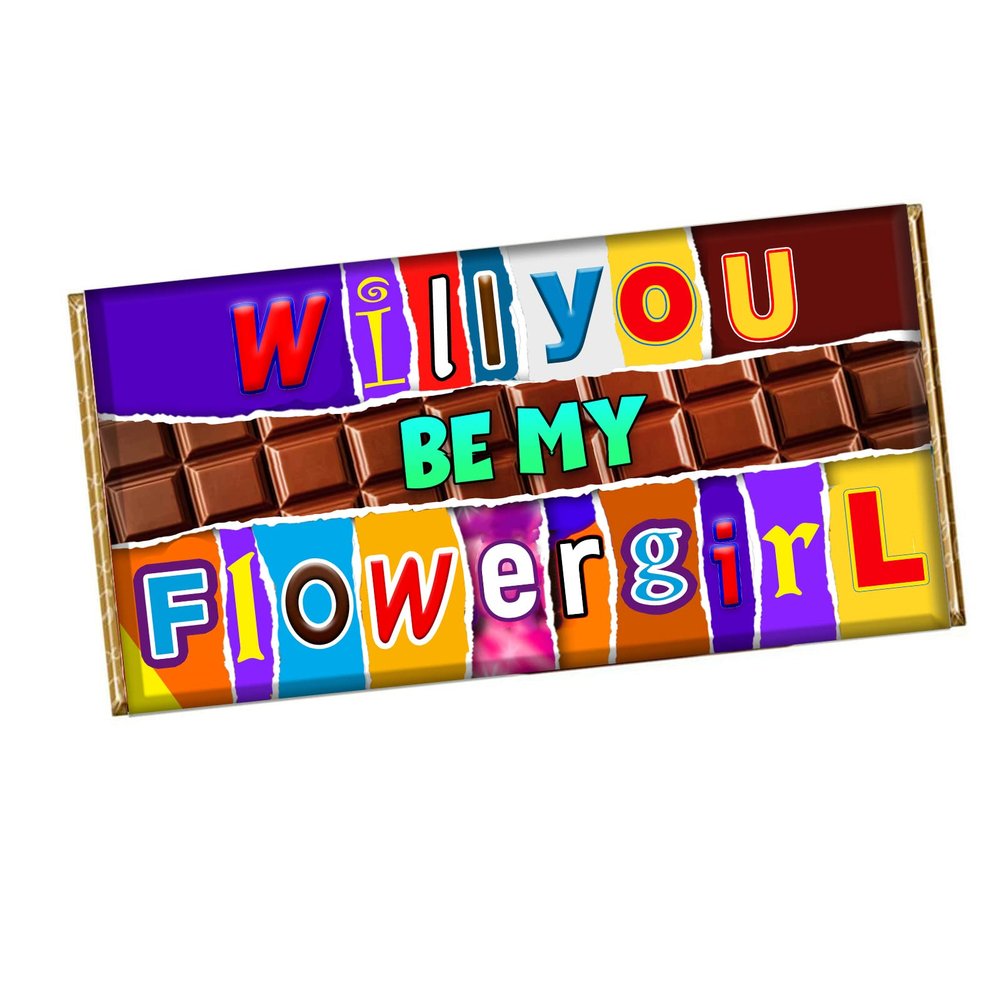 Will You Be My Flower Girl Chocolate Bar Wrapper Label Novelty Gift for Wedding CH-623 (with chocolate bar)