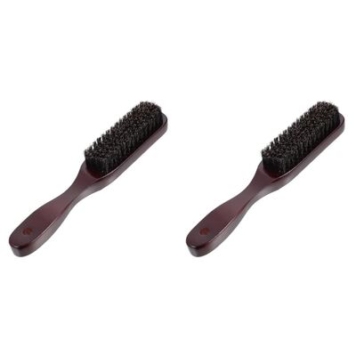 2 Pcs Long Handle Beard Brush Hair Brush for Men Male Shaving Tool Beard Care Brush Boar Bristle Round Brush Round Hair Brush Portable Man Wood Wild Boar Straightening Comb