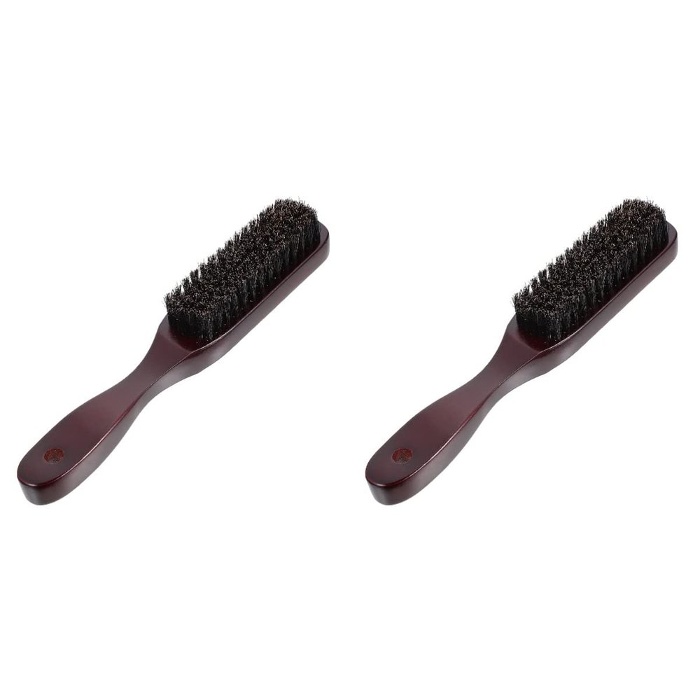 2 Pcs Long Handle Beard Brush Hair Brush for Men Male Shaving Tool Beard Care Brush Boar Bristle Round Brush Round Hair Brush Portable Man Wood Wild Boar Straightening Comb