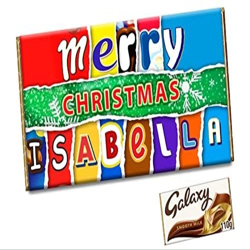 Christmas Personalised Customised Any Name Chocolate Bar Wrapper Novelty Gift CH-490 (with chocolate bar)