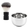 Beavorty 2pcs Men Shaving Brush Stainless Steel Beard Brush Metal Shaving Mug Soap Bowl for Wet Shave Routine view 1