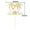 Mr & Mrs Cake Topper Tropical Wedding Cake Decorations Palm Tree Hawaii Beach Sunrise and Sunset Wedding Party Supplies Bride & Groom Travel Cake Toppers Gold Glitter view 4